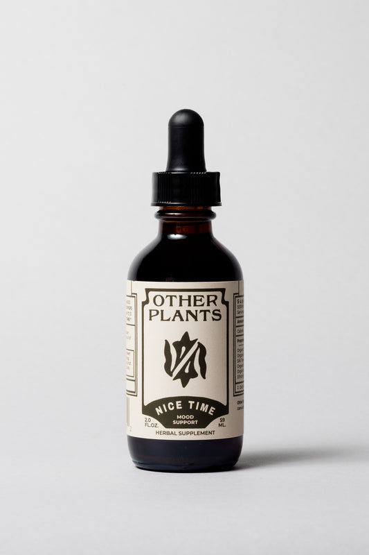 2oz Amber Glass Boston Round Bottle of Nice Time Mood Tincture